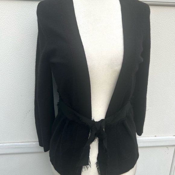 J Crew cashmere wool blend Cardigan Sweater Women S Belted Black Quiet Luxury - Picture 10 of 12